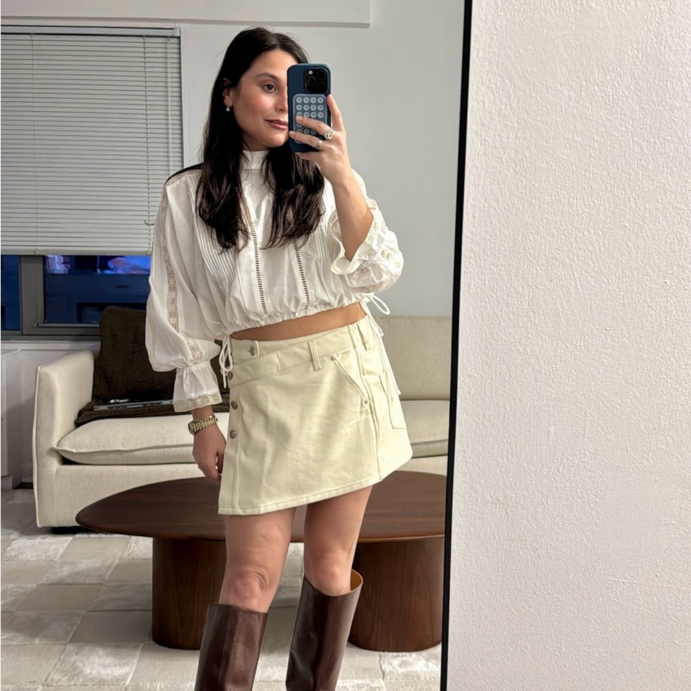 Free People Cream Mini Skirt